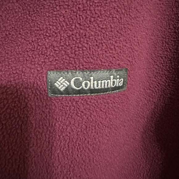 Columbia Two Tone Fleece Jacket Women's Sz L Burgundy Pink Full Zip Outdoor Work - Picture 4 of 6